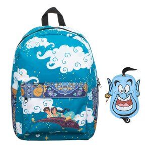 Disney Aladdin and Jasmine Backpack with Genie Wallet Carry All Pouch